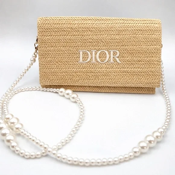New Dior Pearl Chain Woven Clutch – Luxury Spring•Summer Bag GWP/VIP - Picture 1 of 10